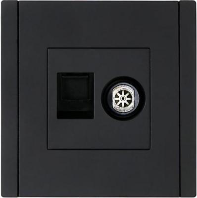 FORTE&PIANO Розетка двойная TV+RJ45 кат.5E FP136 черный, цена за 1 шт – фото 1