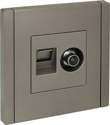 FORTE&PIANO Розетка двойная TV+RJ45 кат.5E FP536 сталь, цена за 1 шт – фото 2