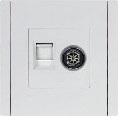 FORTE&PIANO Розетка двойная TV+RJ45 кат.6 FP237 белый, цена за 1 шт