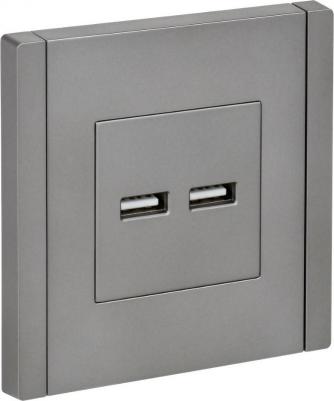 FORTE&PIANO Розетка USB A+A 3,1А FP549 сталь, цена за 1 шт – фото 1