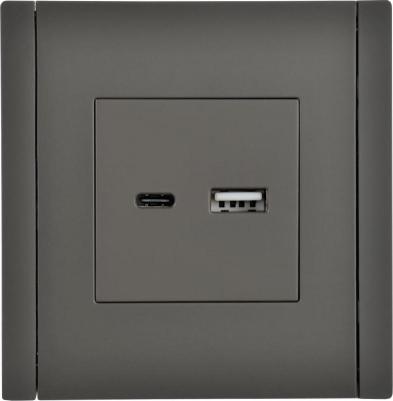 FORTE&PIANO Розетка USB A+C 18Вт FP351 серый, цена за 1 шт
