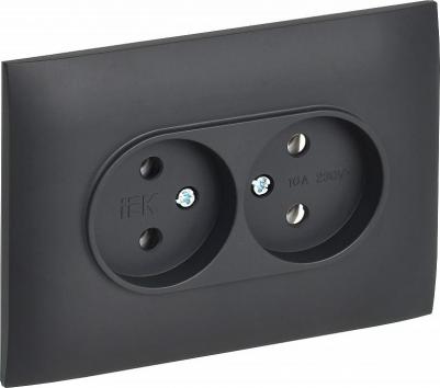 SKANDY Розетка 2-местная без заземления без защитных шторок 10А в сборе SK-R10T титан, цена за 1 шт
