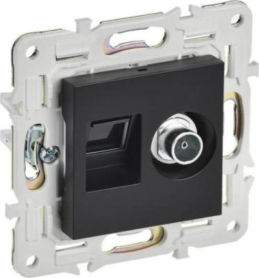 SKANDY Розетка двойная TV+RJ45 кат.6 SK-A15Bl черный, цена за 1 шт