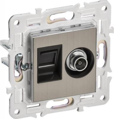 SKANDY Розетка двойная TV+RJ45 кат.6 SK-A15N металл никель, цена за 1 шт
