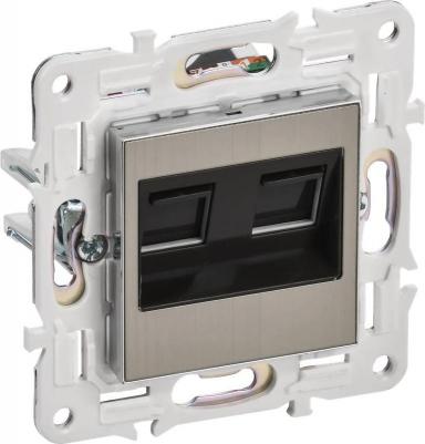 SKANDY Розетка компьютерная двойная RJ45 кат.5E SK-K03N металл никель, цена за 1 шт