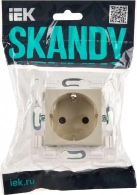 SKANDY Розетка с заземлением с защитными шторками 16А безвинтовое крепление SK-R06B бежевый, цена за 1 шт – фото 1