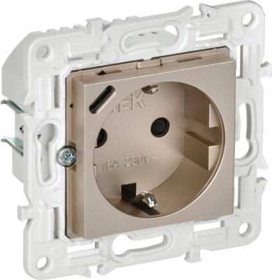 SKANDY Розетка с заземлением с защитными шторками 16А с USB C 18Вт SK-R17Sh шампань, цена за 1 шт