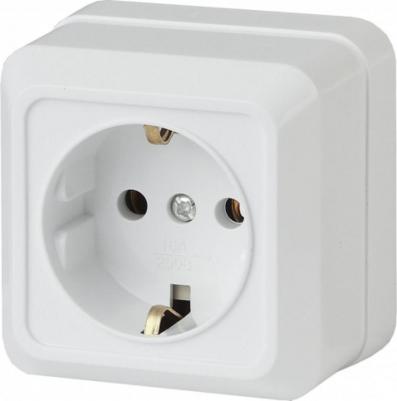 2-202-01 Розетка Quadro 2-202-01 с заземлением 2P+E Schuko, 16А-250В, IP20, ОУ, белый, цена за 1 шт