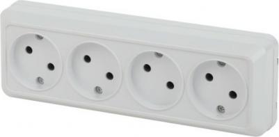 2-207-01 Розетка Quadro 2-207-01 без заземления четырехместная 4х2P, 16А-250В, IP20, ОУ, белый, цена за 1 шт