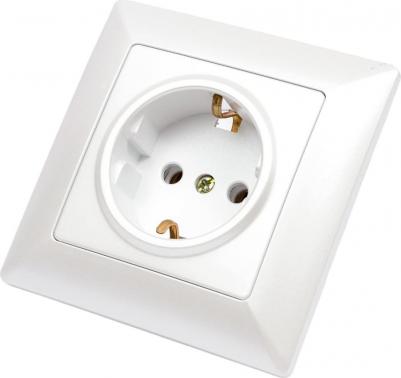 4-202-06 Розетка Solo 4-202-06 с заземлением 2P+E Schuko, 16А-250В, IP20, СУ, перламутр, цена за 1 шт – фото 1