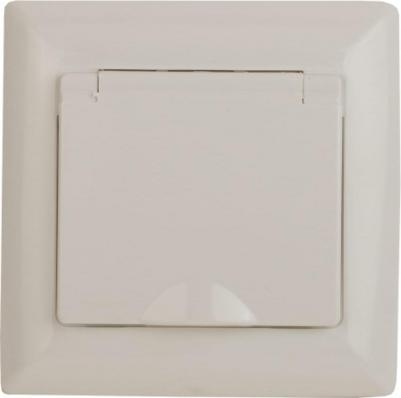 4-203-02 Розетка Solo 4-203-02 с заземлением 2P+E Schuko с крышкой, 16А-250В, IP20, СУ, слоновая кость, цена за 1 шт