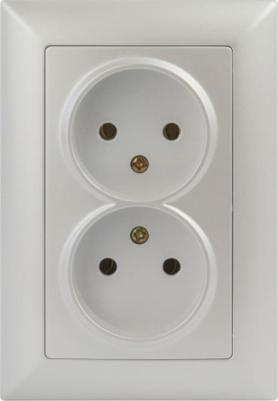 4-204-06 Розетка Solo 4-204-06 без заземления двойная 2х2P, 16А-250В, IP20, СУ, перламутр, цена за 1 шт