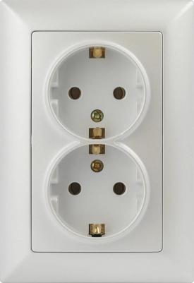 4-205-06 Розетка Solo 4-205-06 с заземлением двойная 2X2P+E Schuko, 16А-250В, IP20, СУ, перламутр, цена за 1 шт