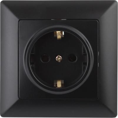 4-206-05 Розетка Solo 4-206-05 с заземлением 2P+E Schuko со шторками, 16А-250В, IP20, СУ, антрацит, цена за 1 шт