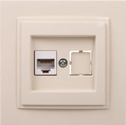 4-304-01 Розетка Solo 4-304-01 информационная двойная 2xRJ45, СУ, белый, цена за 1 шт – фото 1