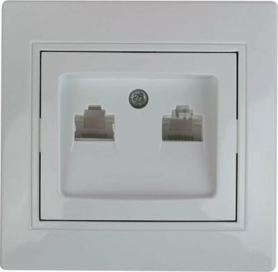 4-304-01 Розетка Solo 4-304-01 информационная двойная 2xRJ45, СУ, белый, цена за 1 шт – фото 2
