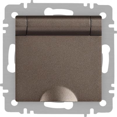 6-203-08 Розетка Accent 6-203-08 2P+E Schuko с крышкой, 16А-250В, IP20, СУ, AL/CU, Accent, бронза, цена за 1 шт