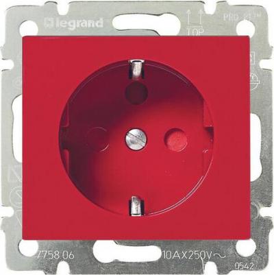Galea Life Красный Розетка 1-ая с/з с механич блокировкой 771029 – фото 1