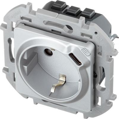 INSPIRIA Алюминий Розетка 2К+З 16А 250В со встроенным ЗУ USB C 1.5А 5В – фото 3