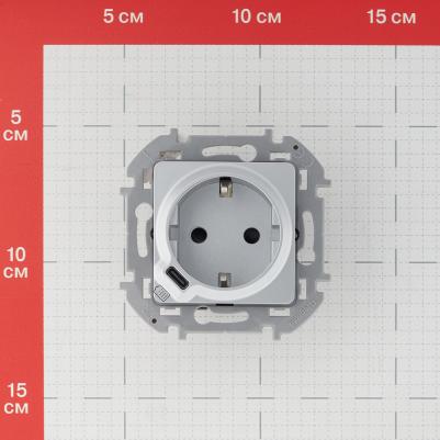 INSPIRIA Алюминий Розетка 2К+З 16А 250В со встроенным ЗУ USB C 1.5А 5В – фото 4