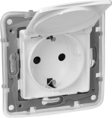 Механизм розетки 1-м СП Etika 2К+З 16А IP44 защ. шторки с заземл. с защ. крышкой безвинт. зажимы бел. Leg 672232 – фото 8