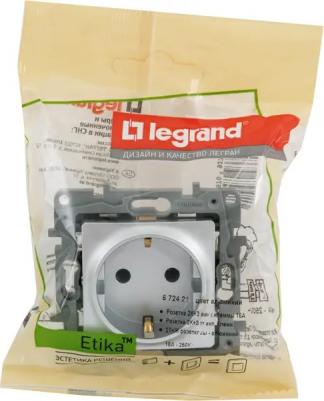 Механизм розетки 1-м СП Etika 2К+З 16А с заземл. винт. зажимы алюм. Leg 672421 – фото 11