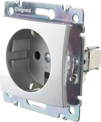 Механизм розетки 1-м СП Valena 2К+З с защ. шторками с заземл. нем. станд. алюм. Leg 694343 – фото 4