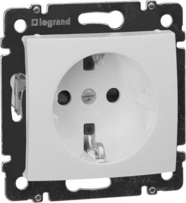 Одноместная розетка с защитными шторками и заземлением, Valena белая 774421 694269 – фото 3