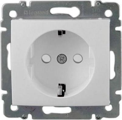 Одноместная розетка с защитными шторками и заземлением, Valena белая 774421 694269 – фото 5