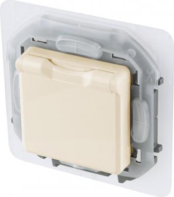 Розетка с заземлением, защитной крышкой со шторками IP44, слоновая кость, Inspiria 673741 – фото 1