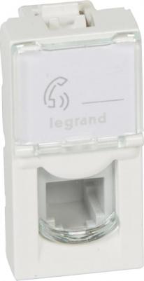 Розетка телефонная RJ11 Mosaic 4 контакта 1 модуль белая 078730