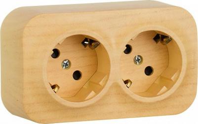 Розеточный блок с предварительным подключением 2x2К+З со шторками дерево, Quteo 782287 – фото 4