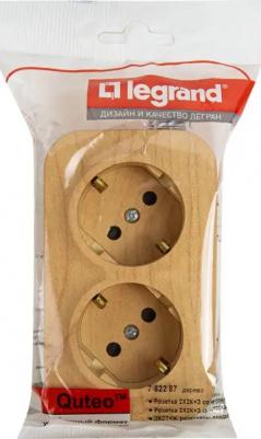 Розеточный блок с предварительным подключением 2x2К+З со шторками дерево, Quteo 782287 – фото 6