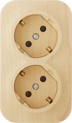 Розеточный блок с предварительным подключением 2x2К+З со шторками дерево, Quteo 782287 – фото 8