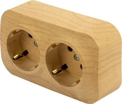 Розеточный блок с предварительным подключением 2x2К+З со шторками дерево, Quteo 782287 – фото 9