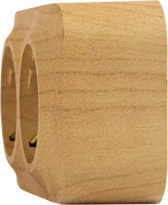 Розеточный блок с предварительным подключением 2x2К+З со шторками дерево, Quteo 782287 – фото 11