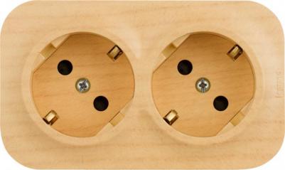 Розеточный блок с предварительным подключением 2x2К+З со шторками дерево, Quteo 782287 – фото 14