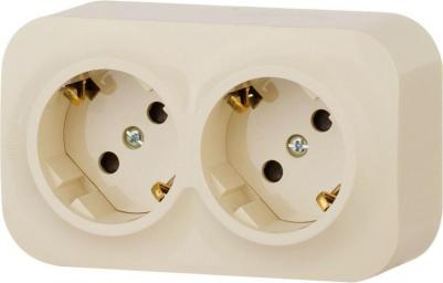 Розеточный блок с предварительным подключением 2x2К+З со шторками слоновая кость, Quteo 782267