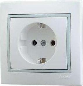 Розетка 1-м СП Мира керам. с заземл. бел./сер. 701-0215-122 – фото 2