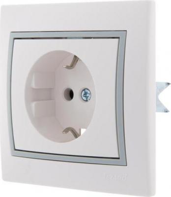 Розетка 1-м СП Мира керам. с заземл. бел./сер. 701-0215-122 – фото 4