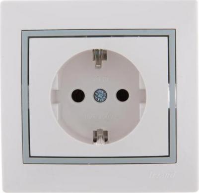 Розетка 1-м СП Мира керам. с заземл. бел./сер. 701-0215-122 – фото 5