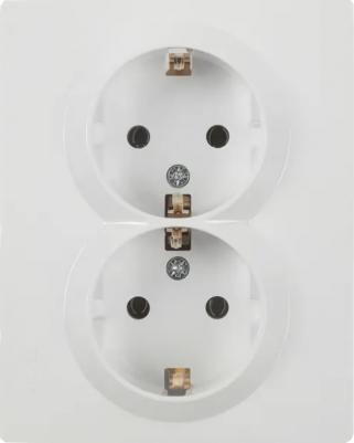 Розетка двойная Vesna с заземлением цвет белый