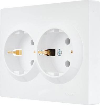 Розетка двойная Vesna с заземлением цвет белый – фото 3