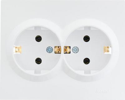 Розетка двойная Vesna с заземлением цвет белый – фото 10