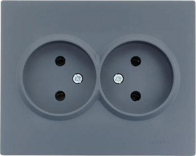 Розетка двойная встраиваемая Vesna 742-3400-128B без заземления цвет графит