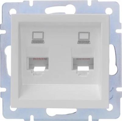 Розетка компьютерная двойная Vesna цвет белый