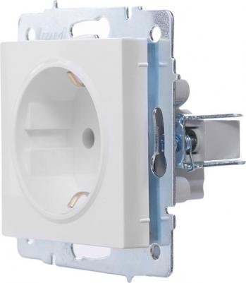 Розетка Vesna 742-0288-122B, скрытый монтаж, однопостовая/модулей: 1, с з/к, 16A, механизм с накладкой и суппортом, IP20, белый – фото 2