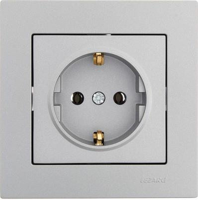 Розетка встраиваемая Vesna 742-3588-122B с заземлением цвет платина – фото 2