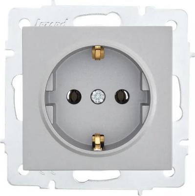 Розетка встраиваемая Vesna 742-3588-122B с заземлением цвет платина
