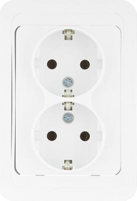 Розетка 2-м СП Mimoza 16А IP20 с заземл. бел./бел. 12082
